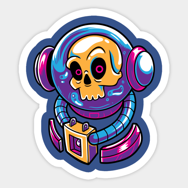 Fancy Skull Astronaut Sticker by FunSillyShop